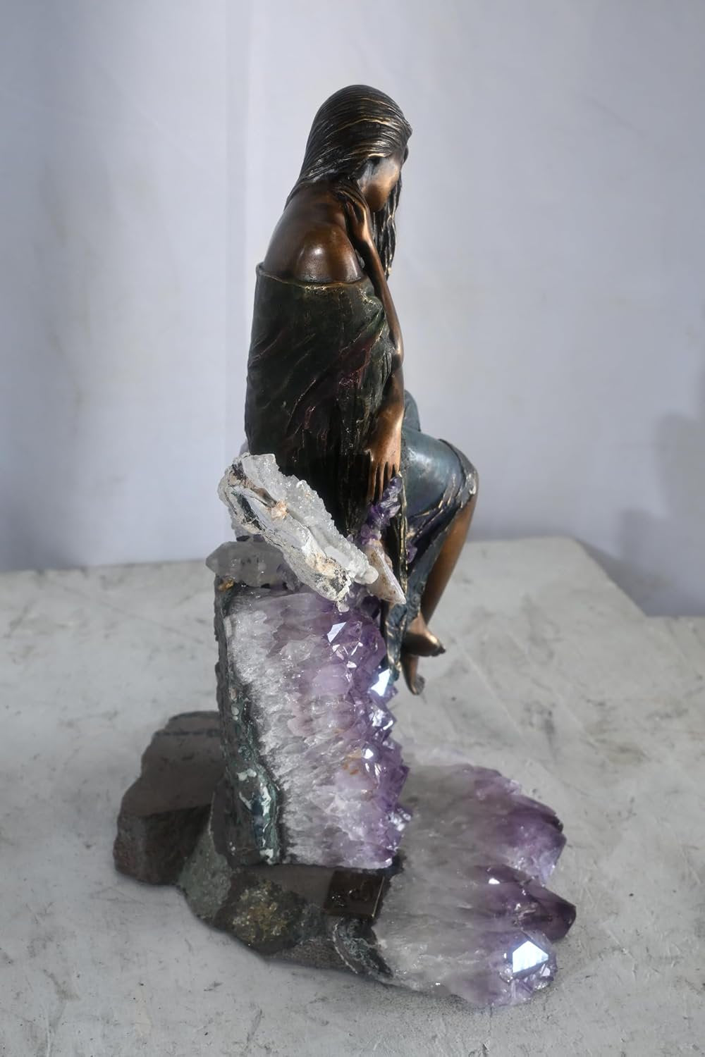 Manel Vidal Evenfall Bronze Maiden on Amethyst Ebano Art 12"x10"x17"H