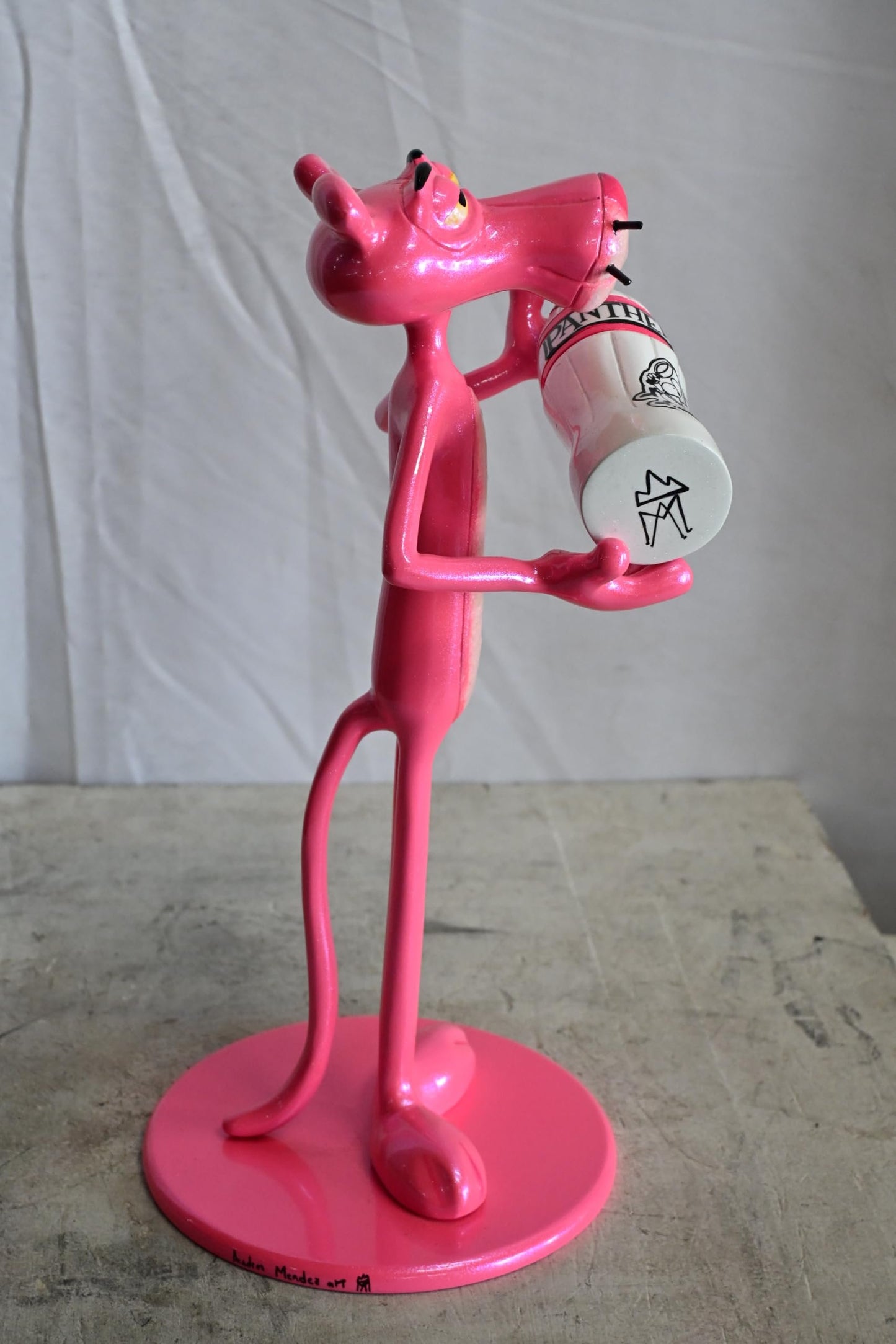 Pink Panther Inspired Resin Statue Figurine Andres Mendez 8"x9"x17"H