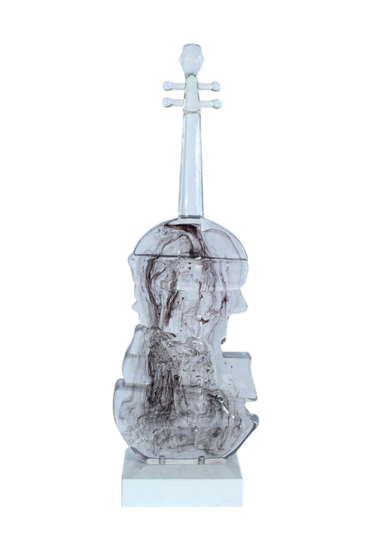 NIFAO Resin Violin Statue Clear Abstract Musical Instrument Art Decor 10" x 6" x 29"H