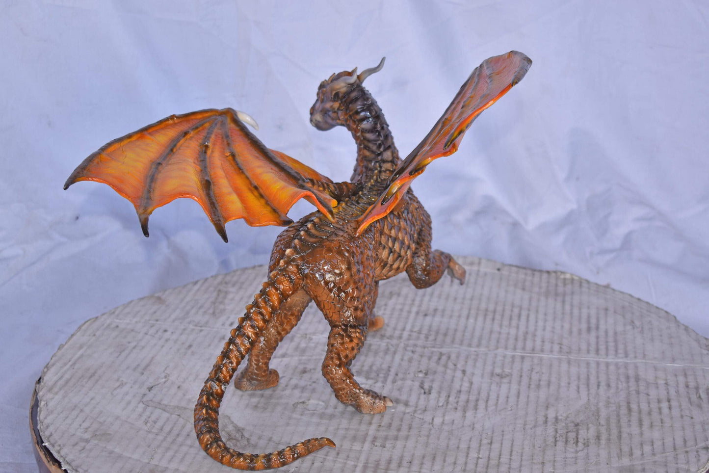 Painted Dragon Made of Bronze, Statue - Size: 15"L x 14"W x 12"H.
