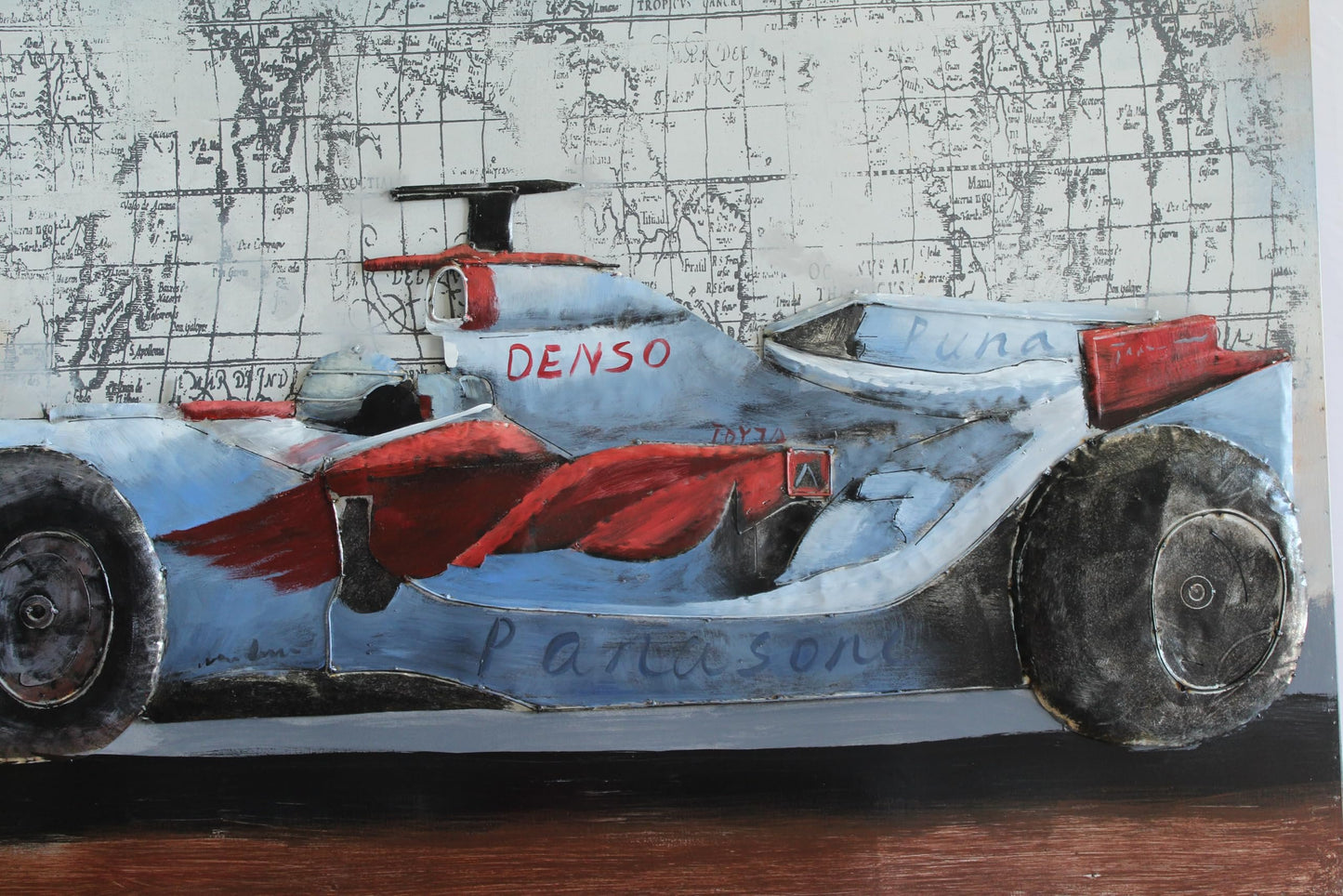 NIFAO Formula 1 Inspired Race Car Painting on Metal with 3D Design 79" x 2" x 40"H