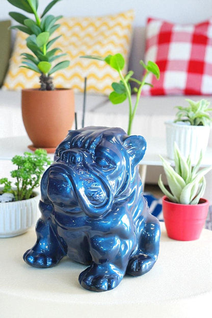 A Charming Blue Resin Bulldog, Perfect for Dog Lovers 19" x 15" x 16"H