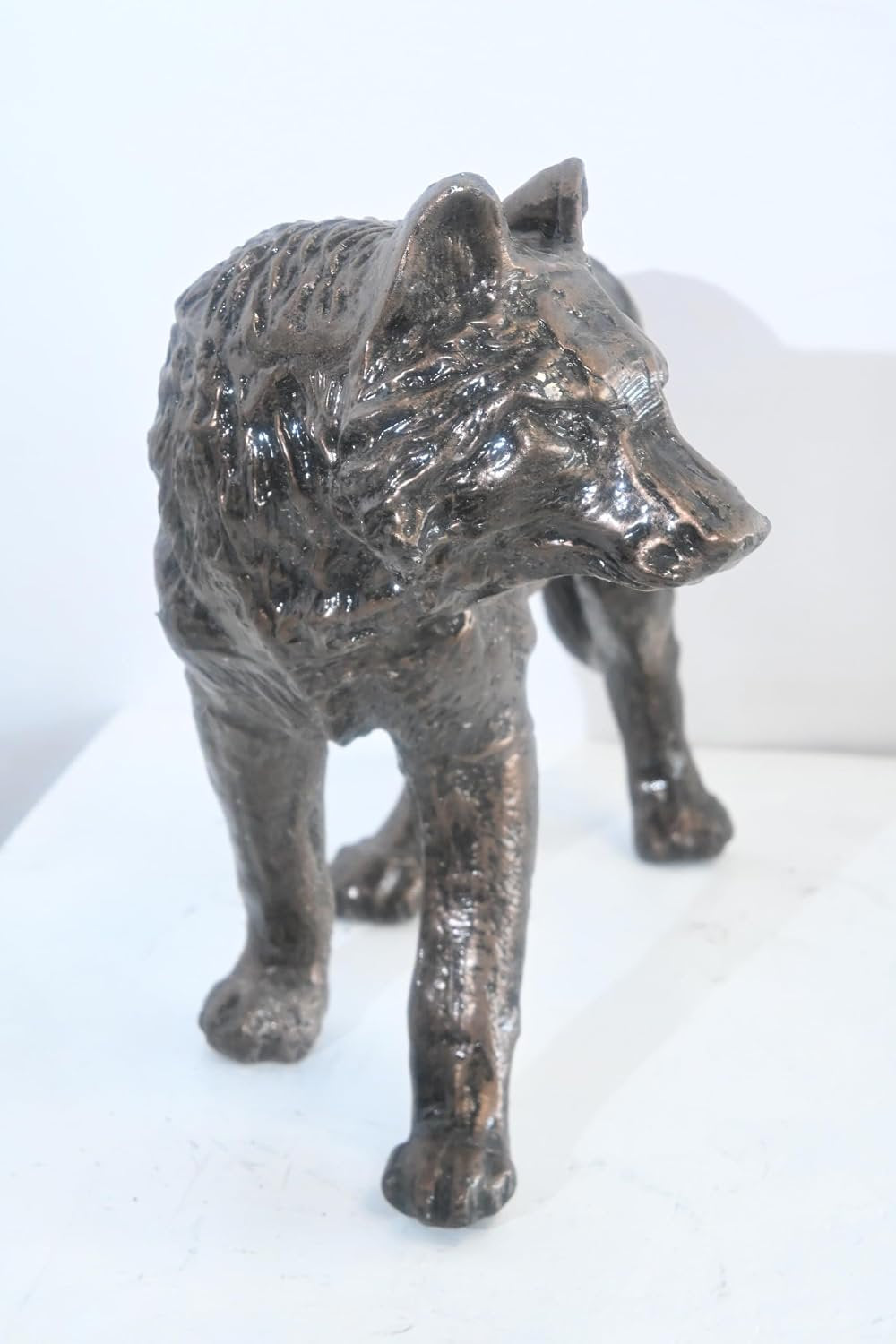 Aluminum Walking Wolf Statue Bronze Tone Finish 23"x11"x16"H