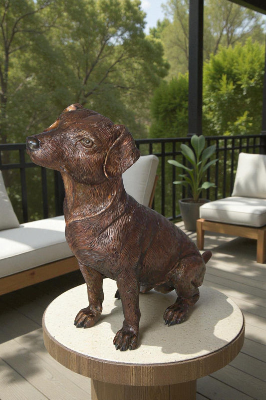 Jack Russel dog standing Bronze Statue -  Size: 10"L x 6"W x 14"H.