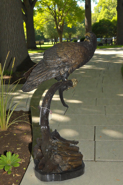 Falcon On a Branch Bronze Statue -  Size: 15"L x 15"W x 28"H