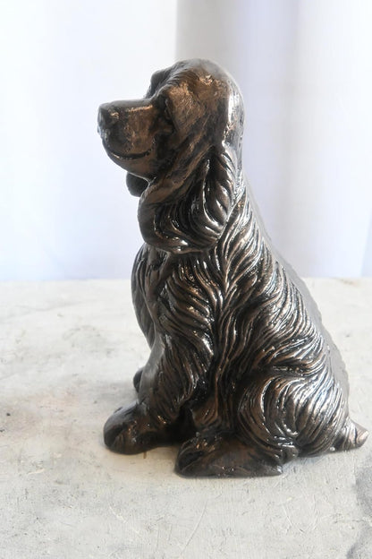 Classic Sitting Cocker Spaniel Handcrafted Aluminum Statue 9"x7"x14"H