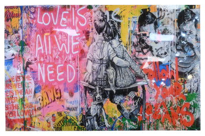 Love Is All We Need Street Art Style Resin Canvas 54"x35"