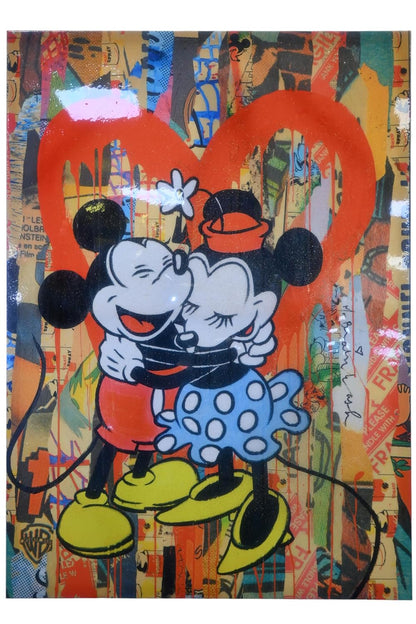 Cartoon Mice Heart Hug Pop Art Resin Canvas 40"x56"