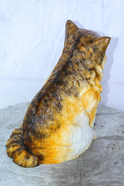 Brown Cat Sitting Bronze Statue, Charming for Cat Lovers 12" x 10" x 14"H