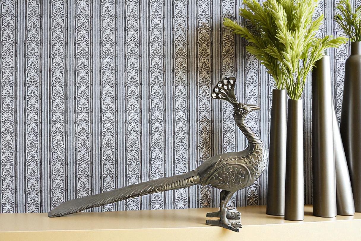 Elegant Aluminum Peacock Statue, Graceful Home Decor 33" x 7" x 20"H