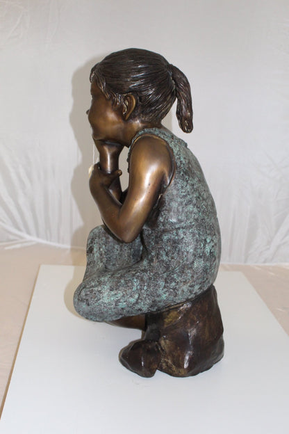 Girl in the sun - Sunny day Bronze Statue Size: 10"L x 11"W x 21"H
