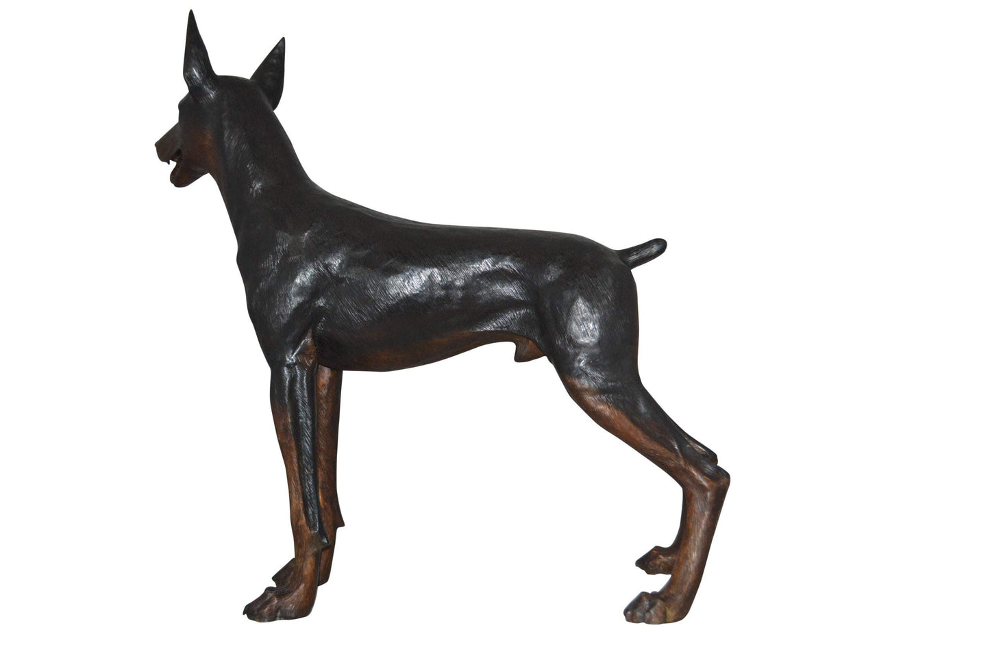 Doberman Dog Bronze Statue -  Size: 36"L x 9"W x 38"H.