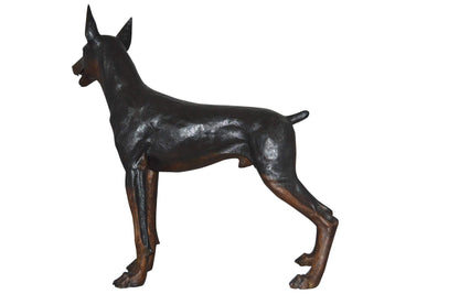 Doberman Dog Bronze Statue -  Size: 36"L x 9"W x 38"H.