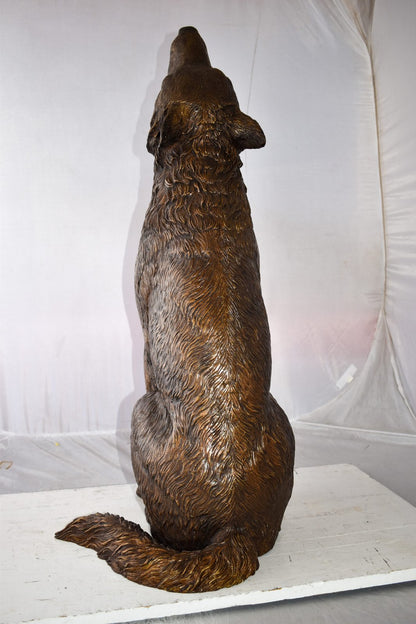 Howling Wolf looking toward the sky Bronze Statue Size: 19" x 19" x 37"H