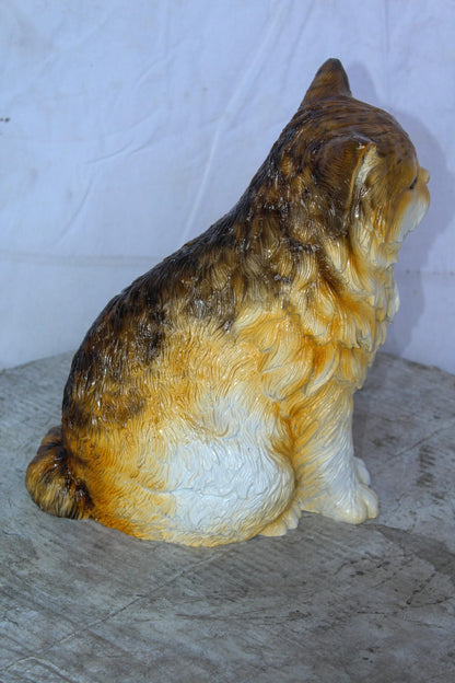 Brown Cat Sitting Bronze Statue, Charming for Cat Lovers 12" x 10" x 14"H