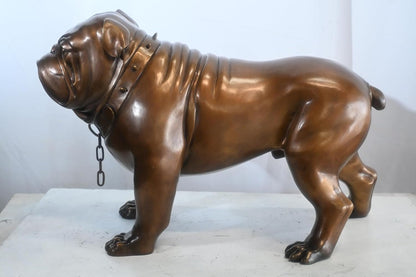 Bronze English Bulldog Statue Studded Collar Mascot Decor 29"x13"x17"H