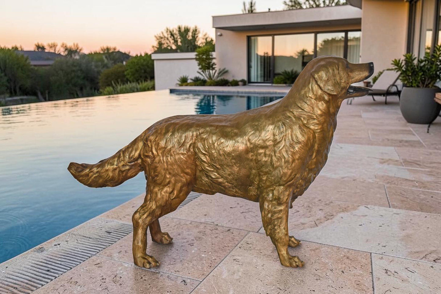 Labrador Retriever Dog Bronze Statue Light Color Finish - Size: 56" x 13" x 36"H