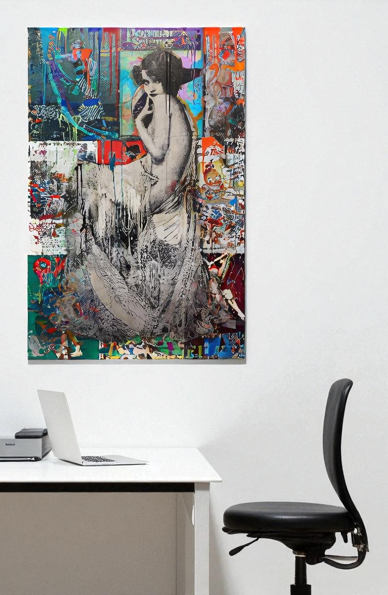 The Girl Next Door, original mixed media on canvas by Oliver Neilson, 38x60