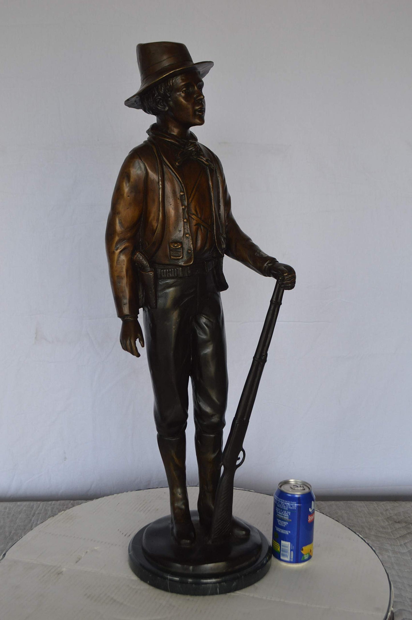 Texas Jack Bronze Statue Mounted on a Marble Base -  Size: 11"L x 9"W x 31"H.