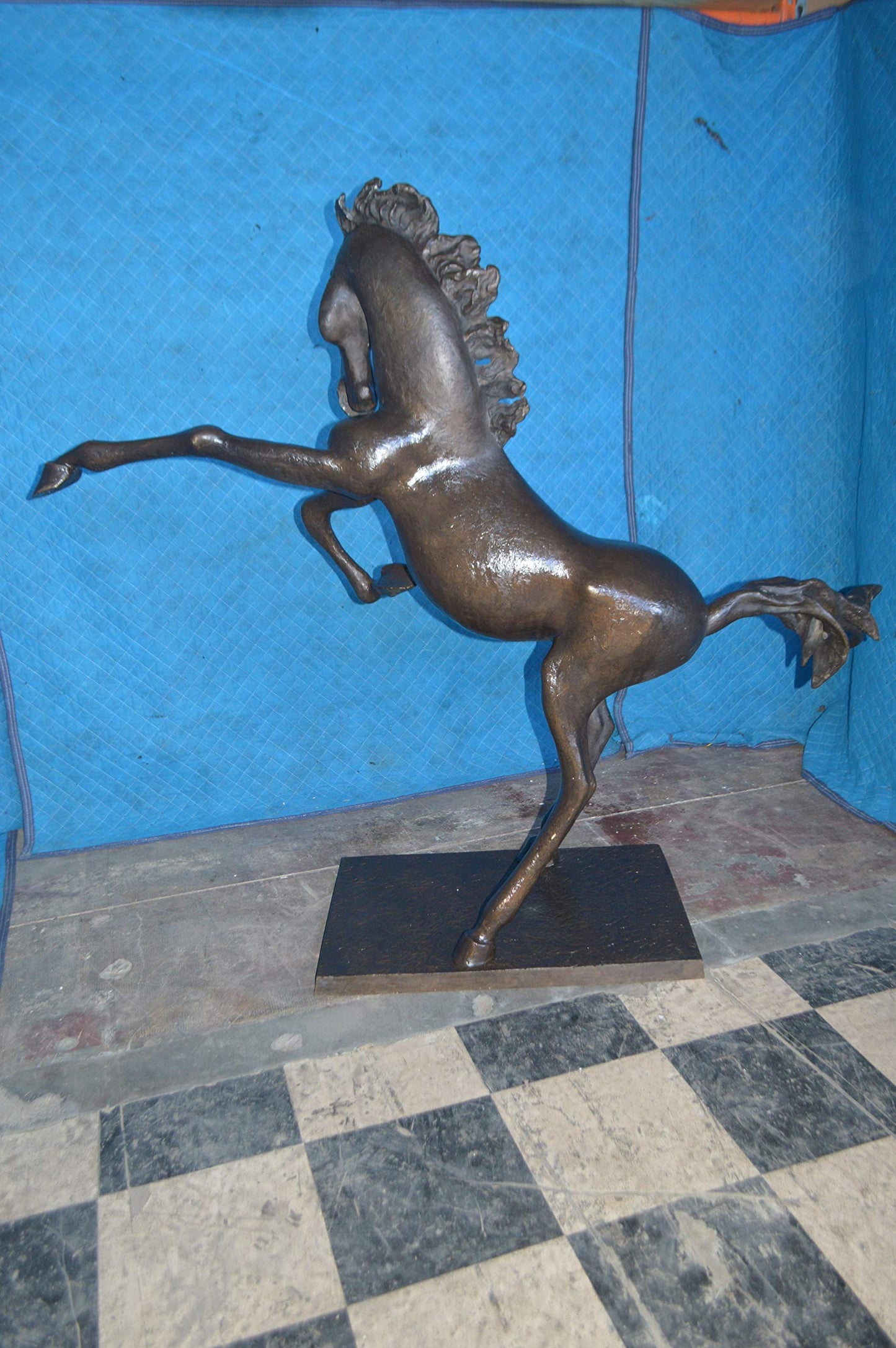 Original 6 of 8 Horse Statue by Attilio de Luca -  Size: 74"L x 19"W x 45"H.