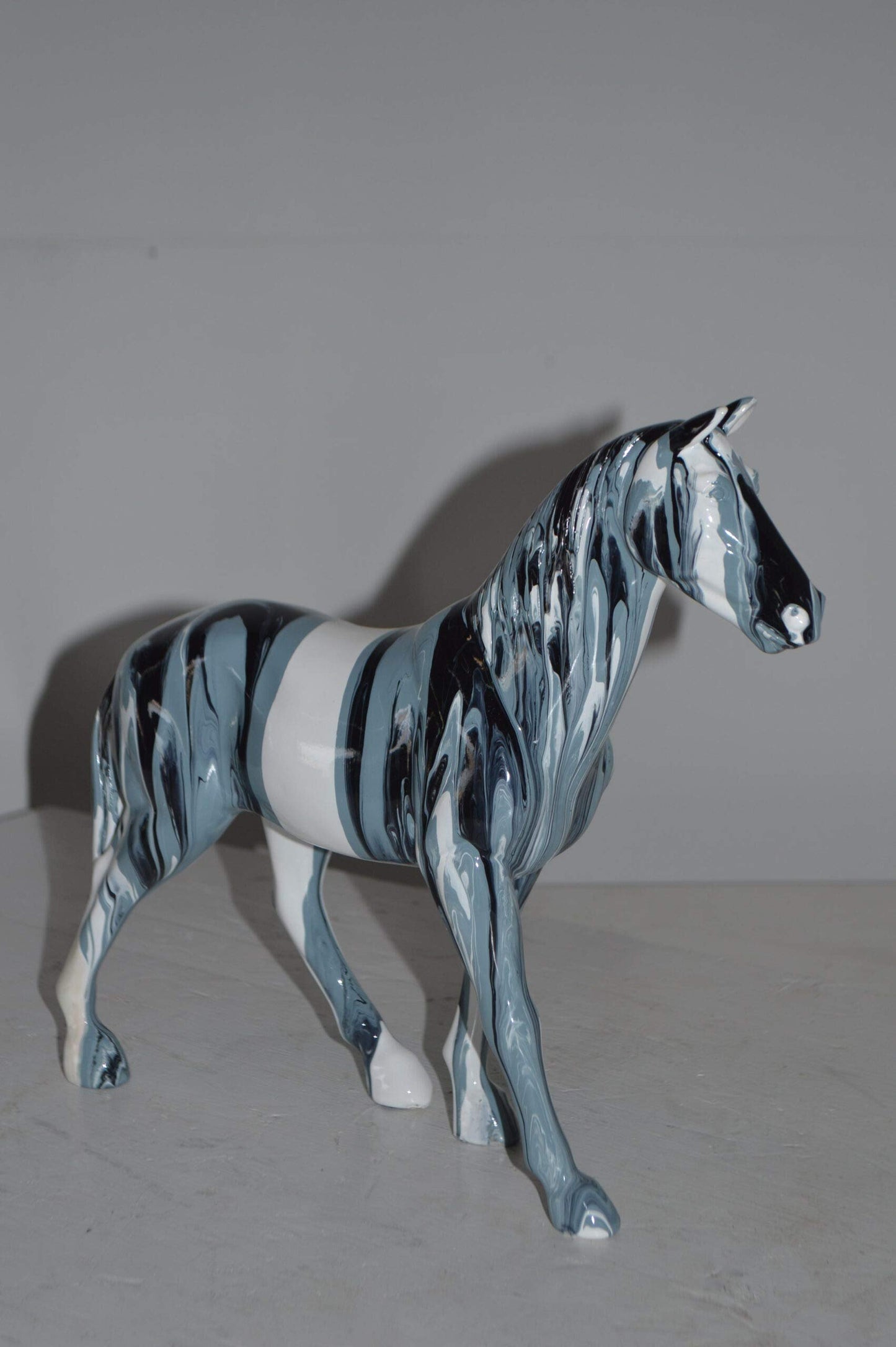 Modern Art Multi Color Horse Resin Statue - Size: 4"L x 13"W x 11"H.