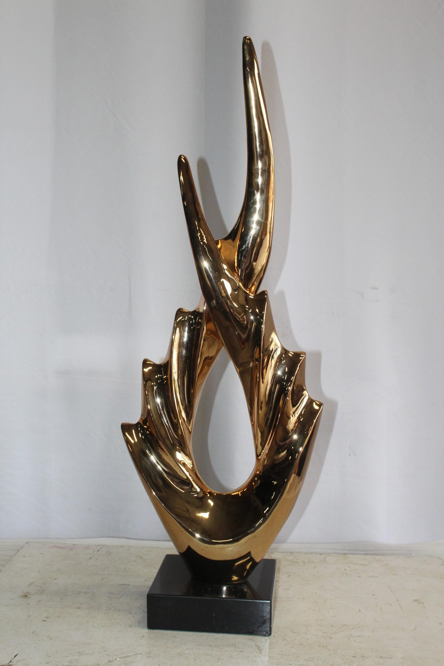 Unique Fluttering Gold Resin Statue on Marble Base 13" x 7" x 36"H