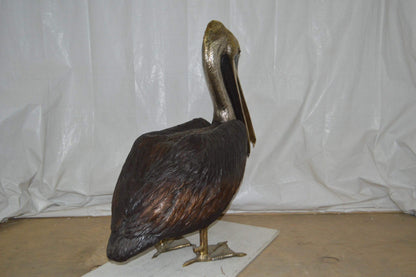 Upright Pelican Bronze Statue Fountain - Size: 46"L x 20"W x 44"H.