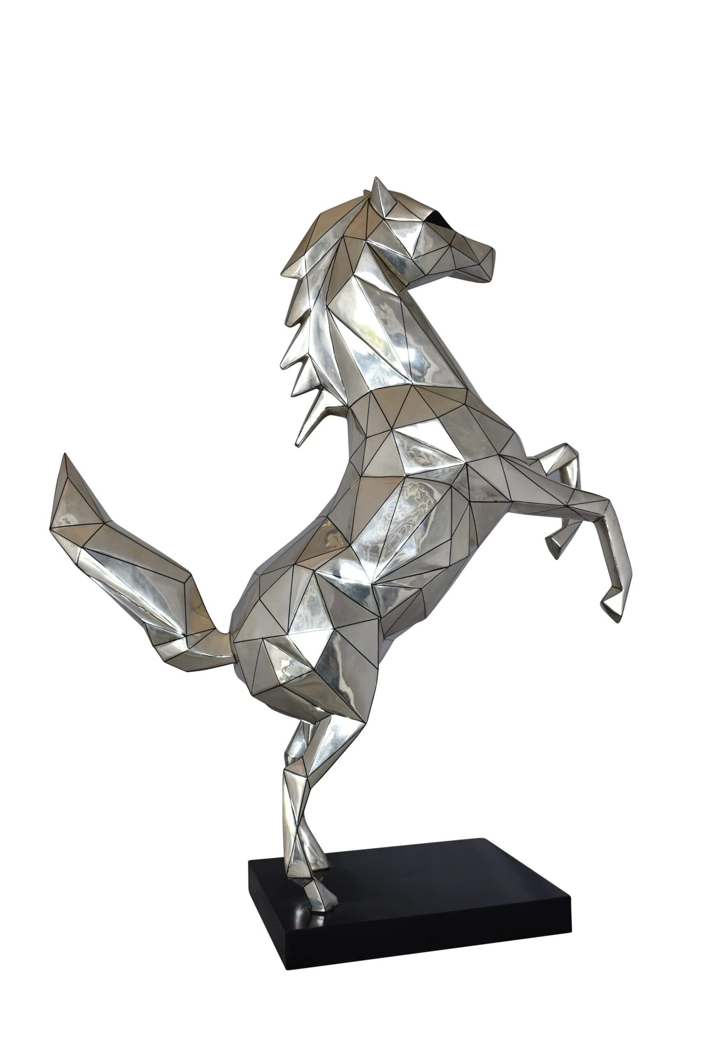Modern Textiled Ferrari Horse Silver Finish Bronze Statue Size: 30" x 11" x 38"H