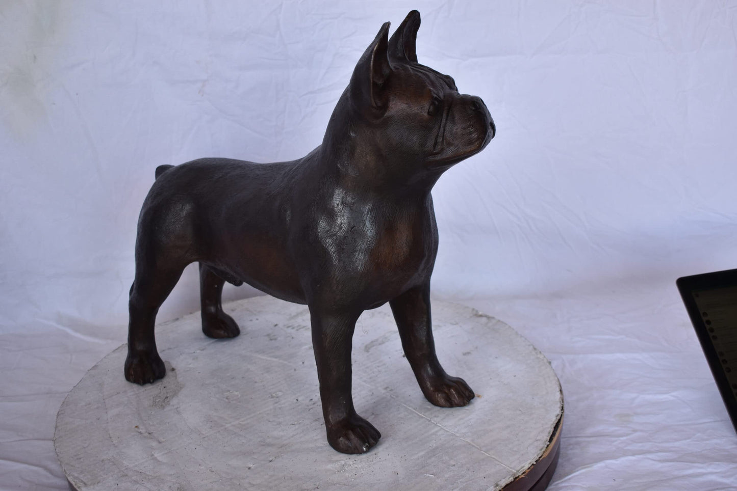 French Bulldog Standing Made of Bronze Statue - Size: 9"L x 20"W x 18"H.