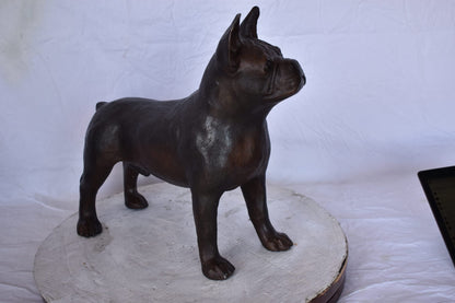 French Bulldog Standing Made of Bronze Statue - Size: 9"L x 20"W x 18"H.
