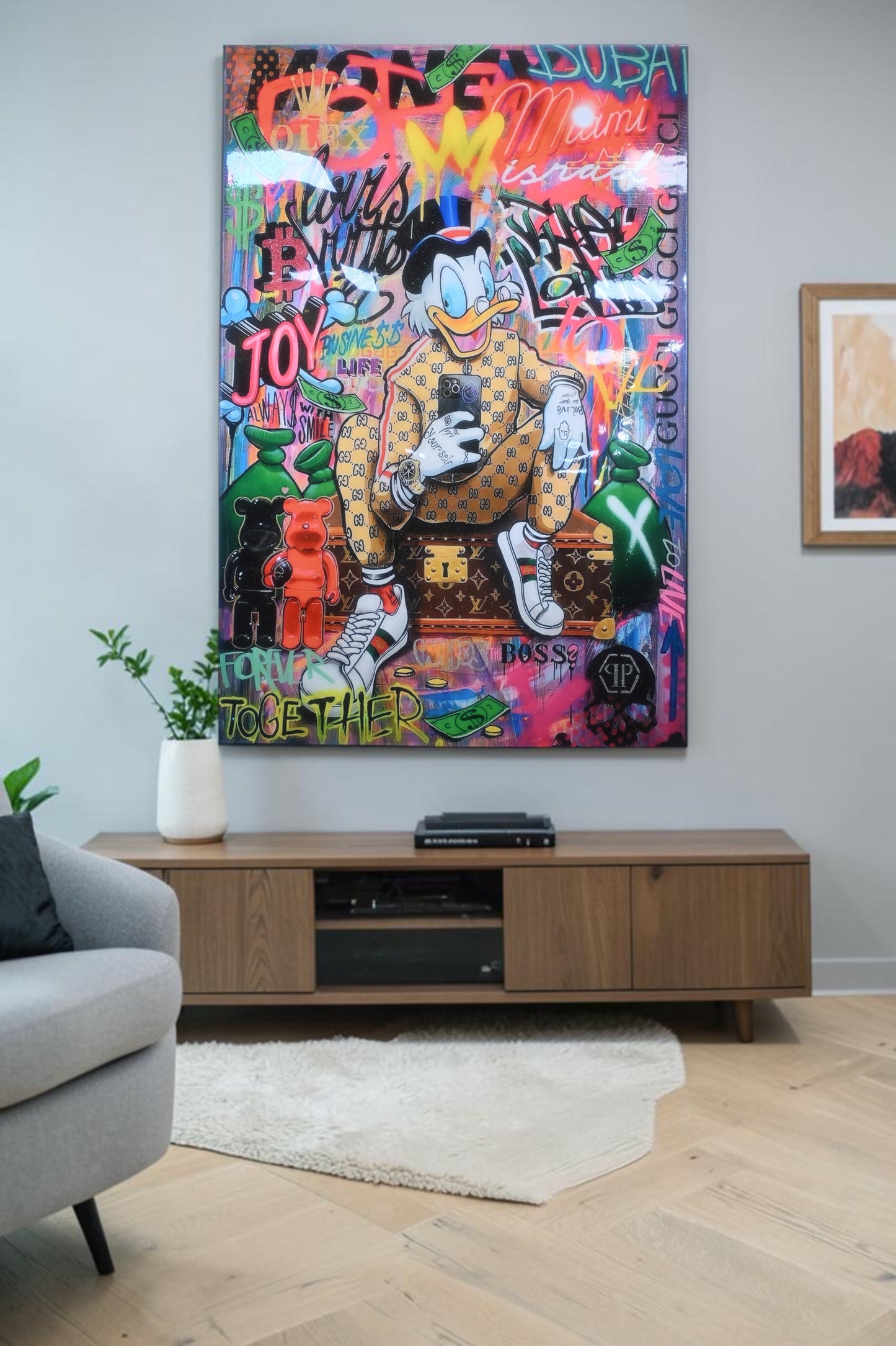 Giant Wealthy Duck Luxury Graffiti Resin Canvas 50"x69"