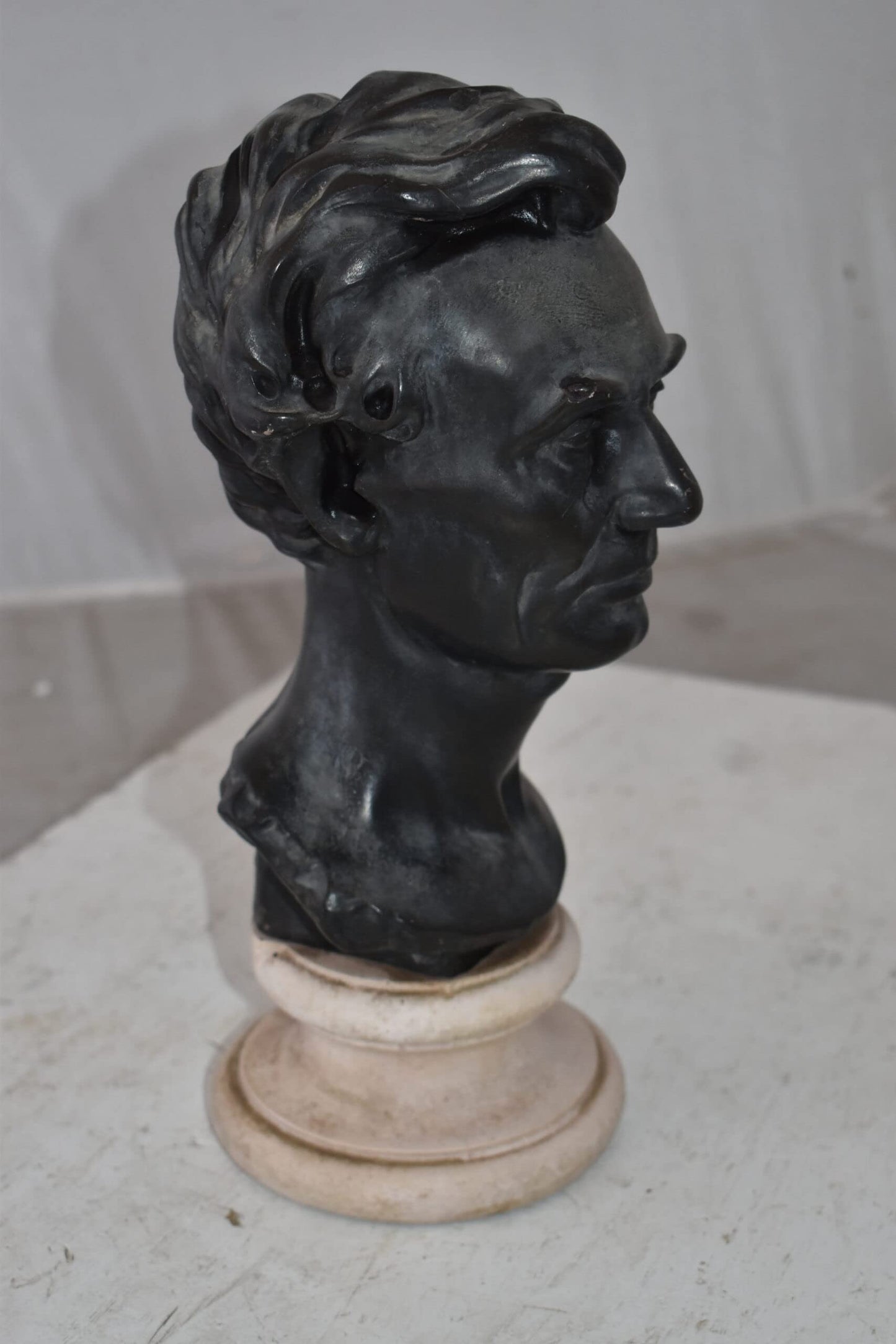 Replica of Abraham Lincoln by Leonardo Volk Plaster Cast Statue  6" x 7" x 13"H