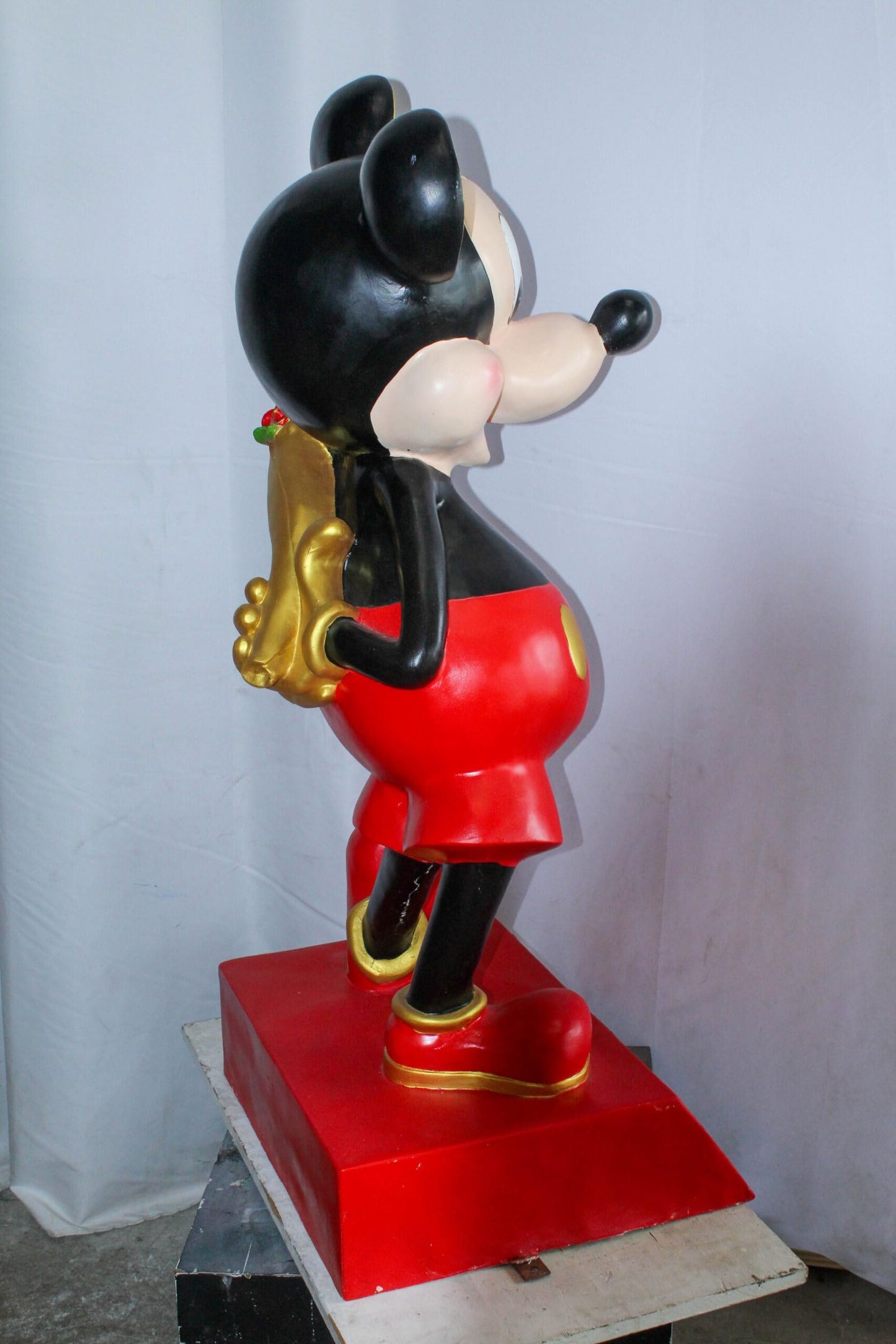 Large Cartoon Girl Character Holding Gold Bowl Statue 21" x 21" x 47"H