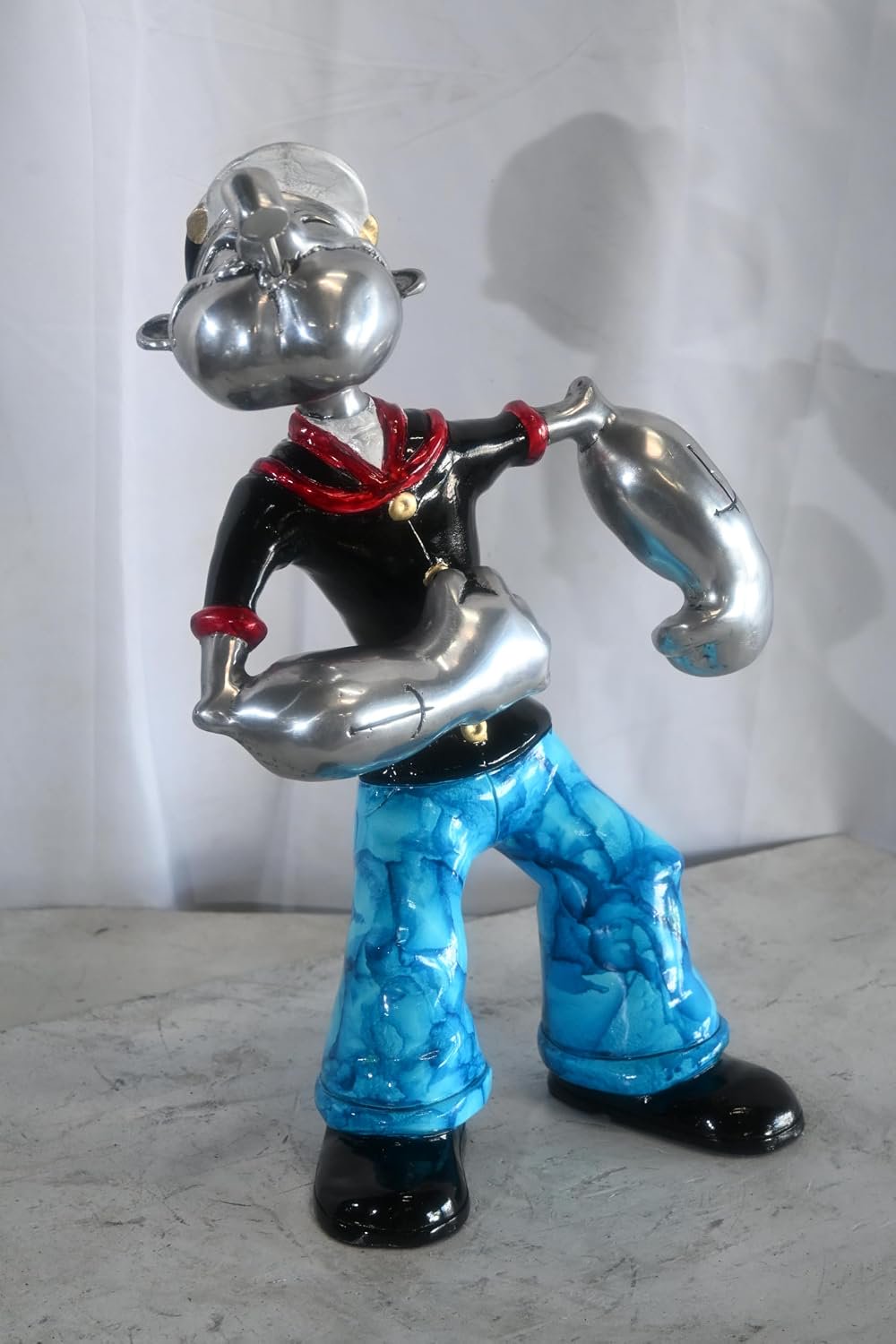 Popeye Sailor Replica Statue Flexing Arms Aluminum Decor 12"x9"x17"H