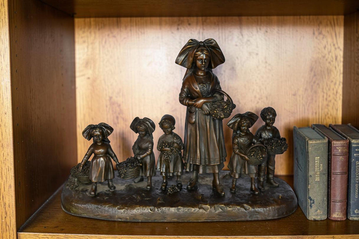 Pre School-Gathering in Vineyard Grapes Bronze Statue Size: 19" x 8" x 14"H
