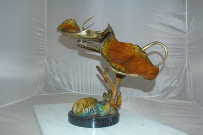 Double Manta Ray Bronze Statue -  Size: 14"L x 24"W x 21"H.