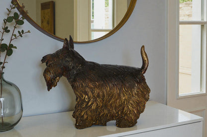 Terrier Dog Bronze Statue -  Size: 19"L x 8"W x 15"H.