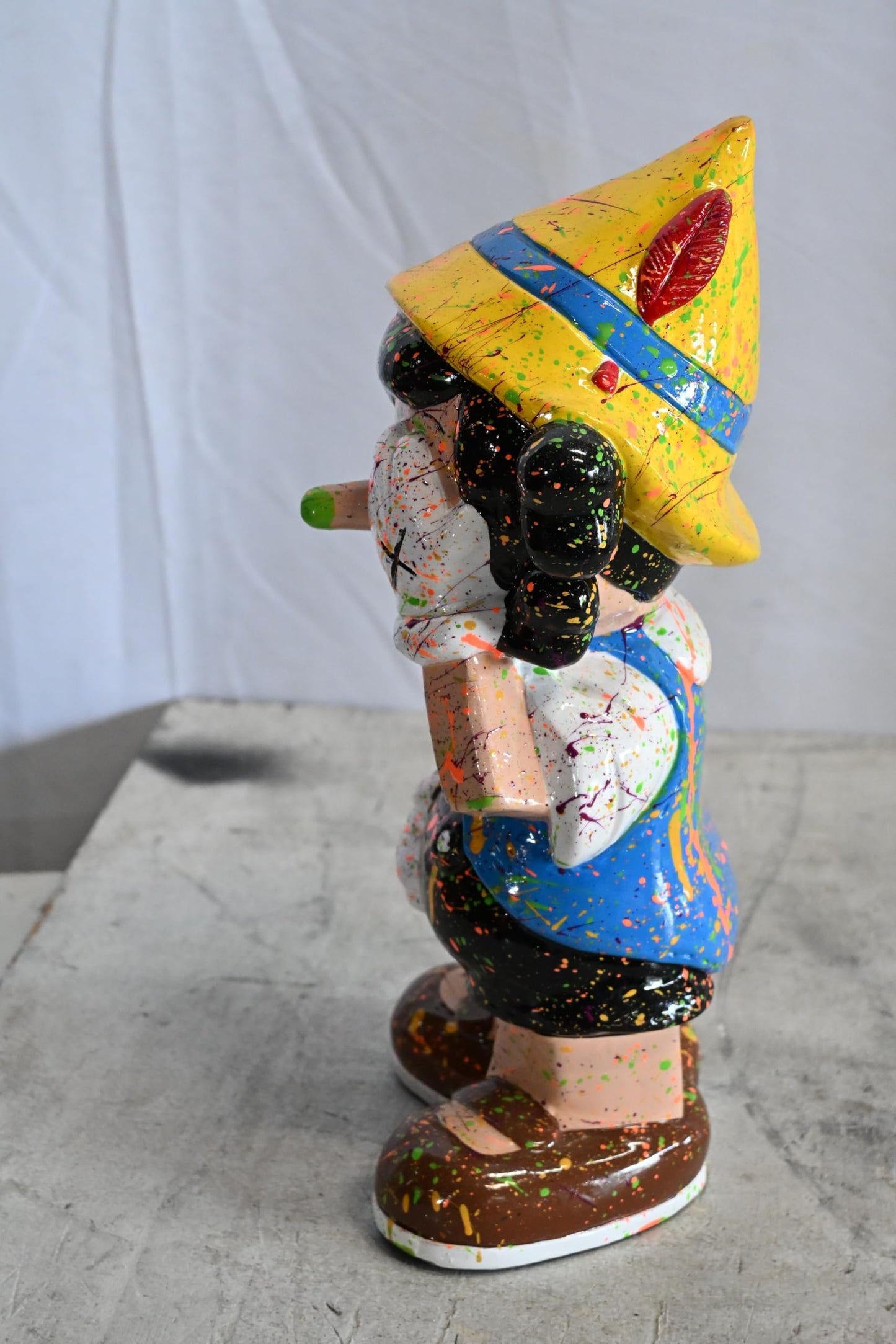 Colorful Pinocchio Ceramic Figurine Statue Andres Mendez 7"x6"x14"H