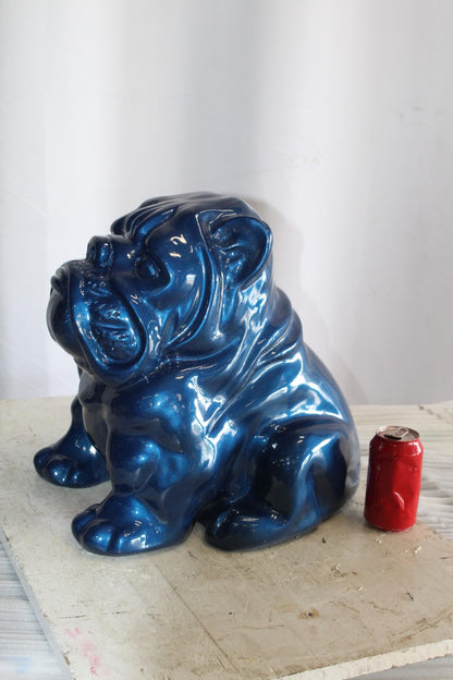 A Charming Blue Resin Bulldog, Perfect for Dog Lovers 19" x 15" x 16"H