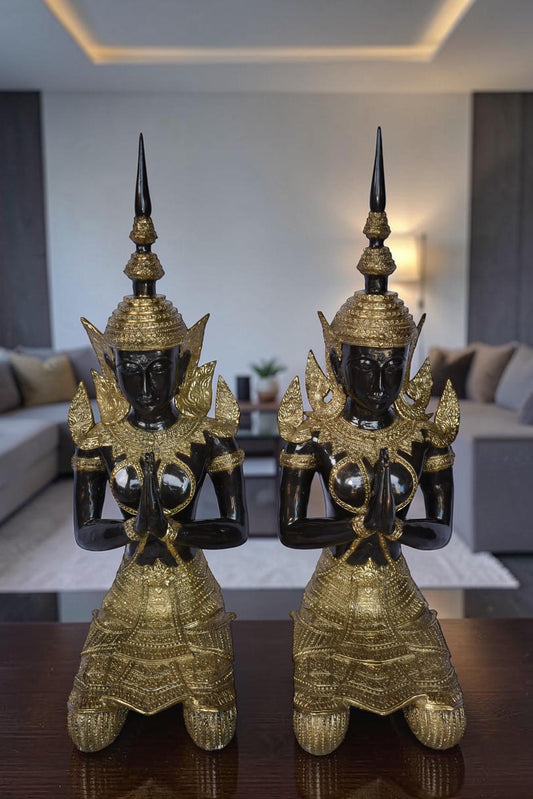 Thepphanom Made of Bronze with gold finish statue Size: 9" x 10" x 29"H