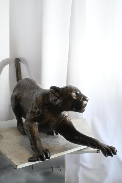 Prowling Panther Crouching Large Aluminum Wildlife Decor 59"x16"x21"H