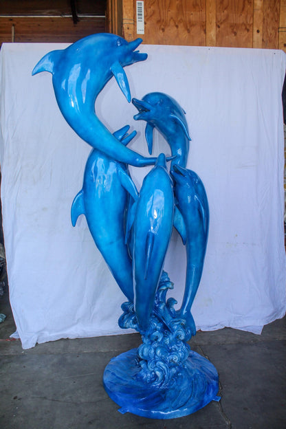Giant and Impressive Bronze Fountain with Six Dolphins 65" x 45" x 92"H