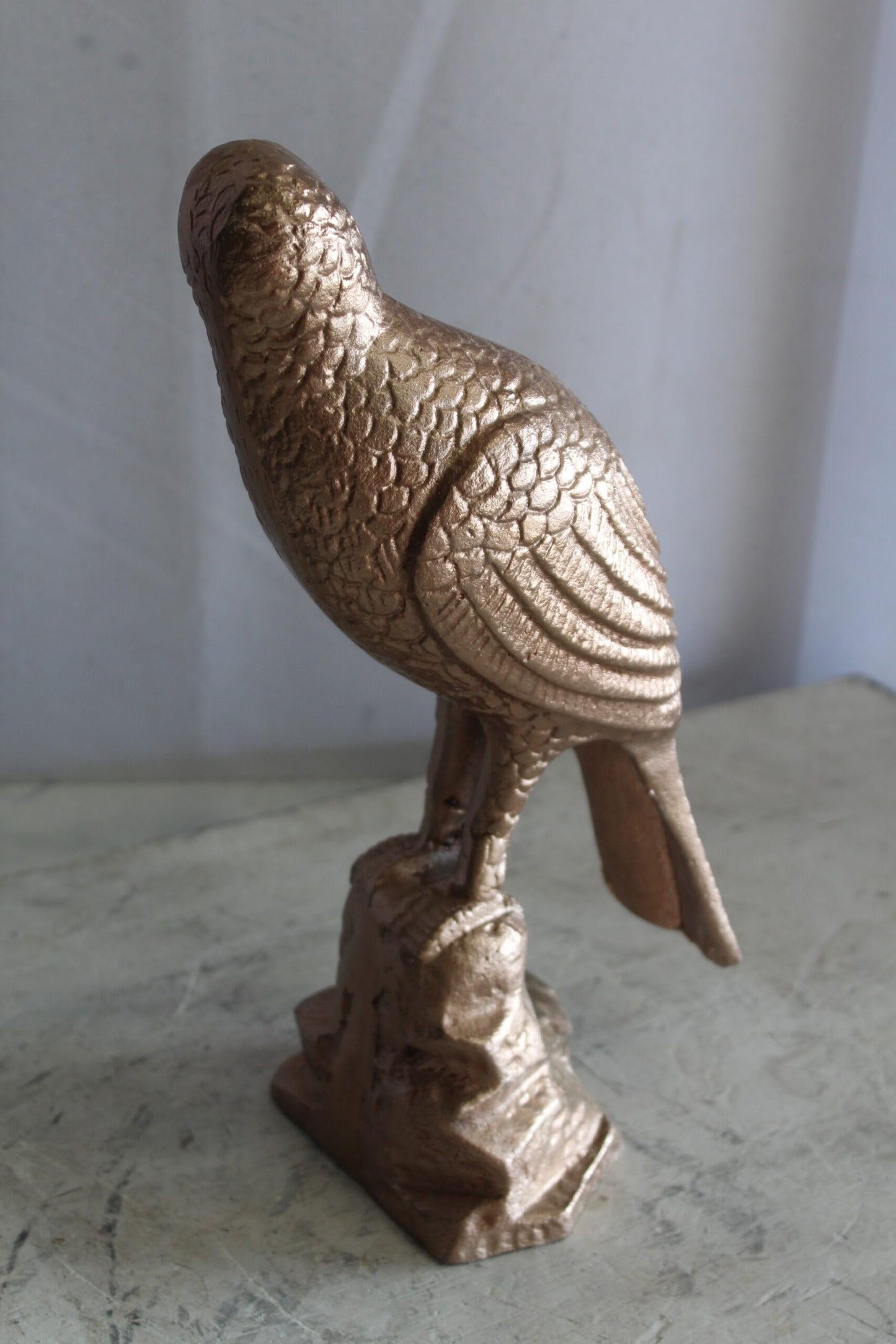 Aluminum Bird on Rock with Gold Finish, Elegant Decor 7" x 5" x 15"H