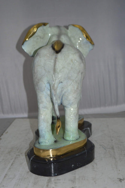 Elephant trunk Down Bronze Statue -  Size: 28"L x 12"W x 17"H.