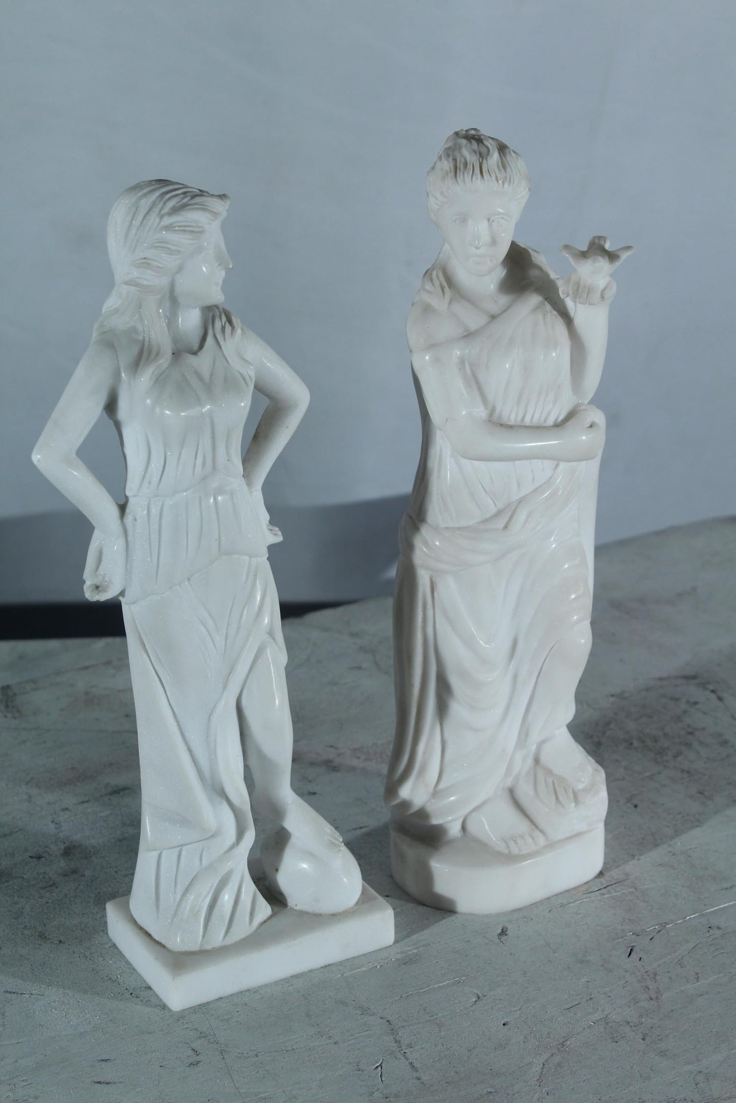 NIFAO Pair of Marble Lady Statues Classical Set 8"x3"x12"H