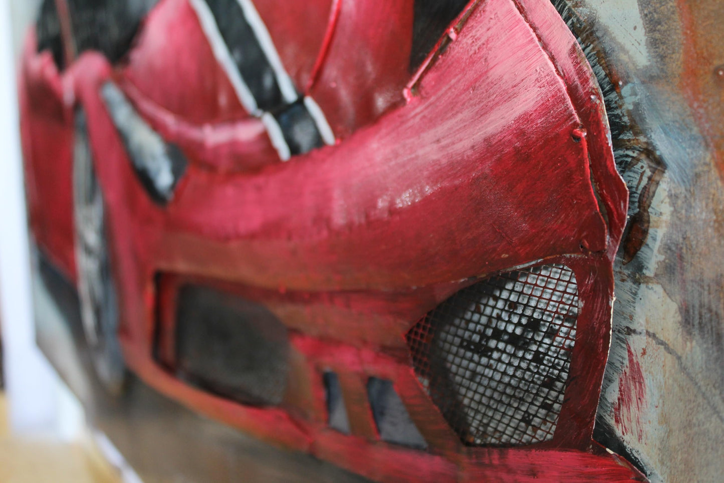 NIFAO Ferrari Inspired Red Sports Car Metal Wall Art with 3D Accents 79" x 2" x 40"H