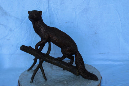Bronze Statue of a Mongoose Climbing a Tree Branch 24" x 12" x 20"H