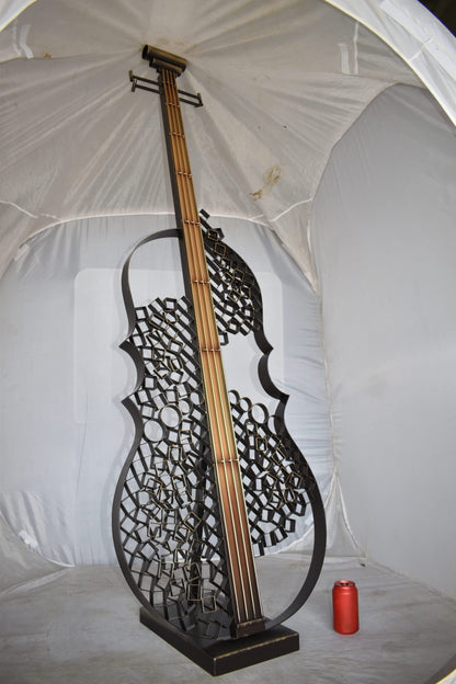 Creative Metal Guitar Structure on Base Modern Art Piece Size: 20" x 24" x 70"H