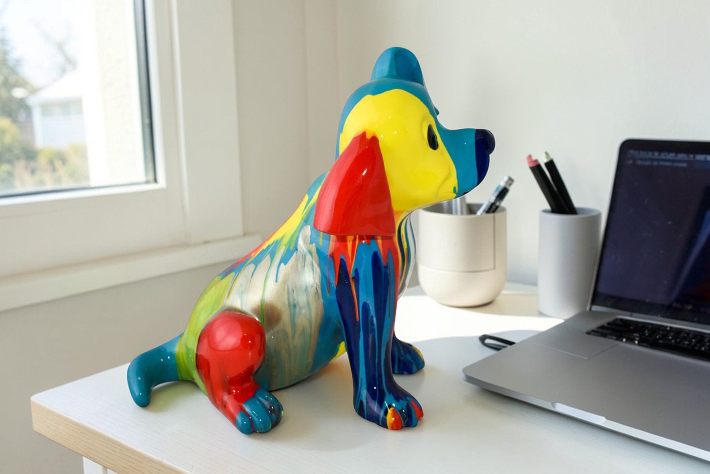 Colorful Jack Russel Terrier Dog Resin Statue Size: 13" x 12" x 8"H