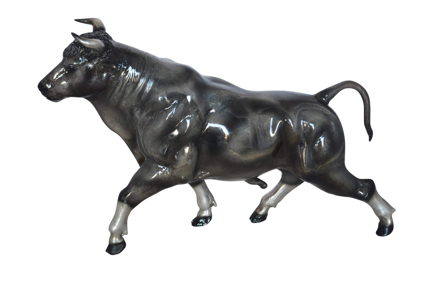 Trotting Bull Bronze Statue -  Size: 13"L x 3"W x 10"H